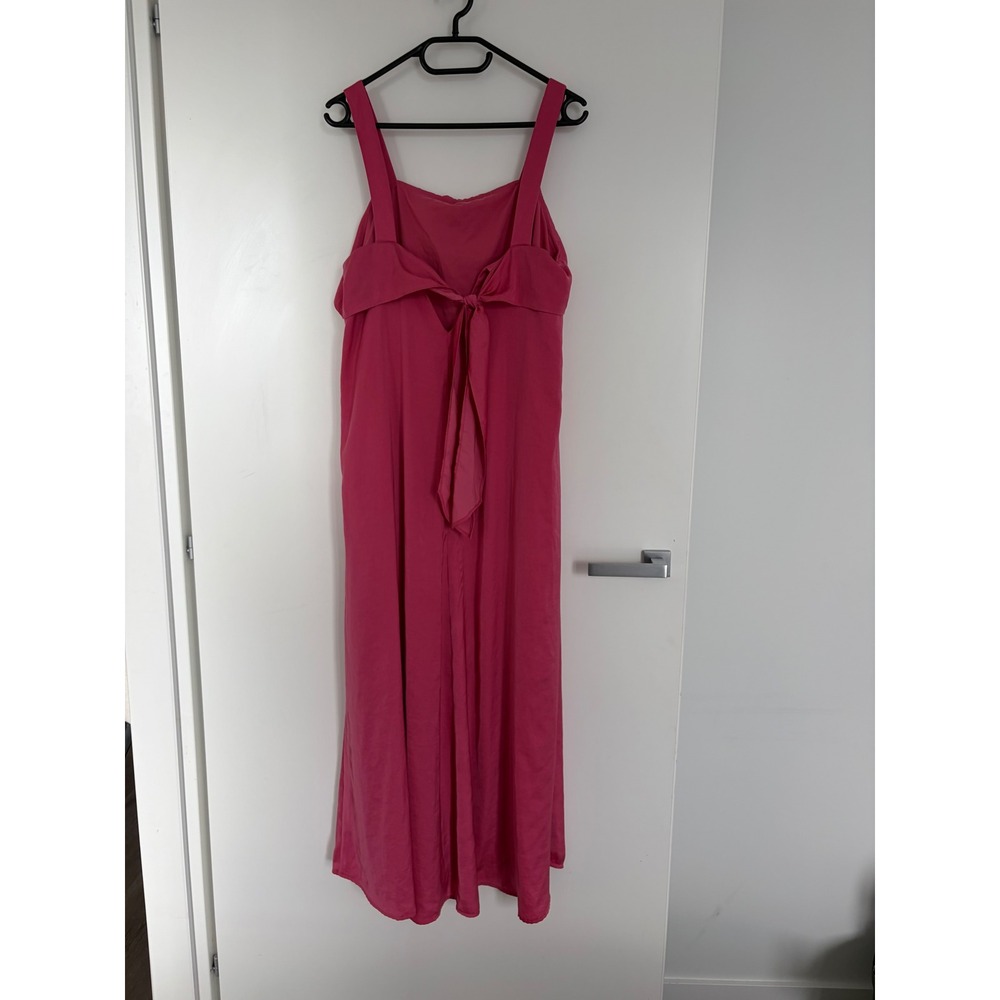 Banana Republic Pink Ruffle Tie Back Maxi Dress Womens Medium Sleeveless Square